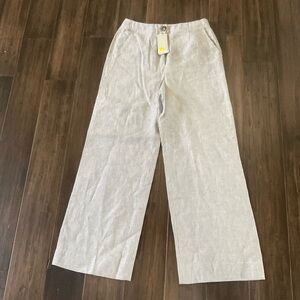 Boden Petite Eldon 100% Linen Wide Leg Trousers In Squirrel Grey Size 6P